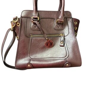 London Fog  Brown Satchel with Gold Hardware